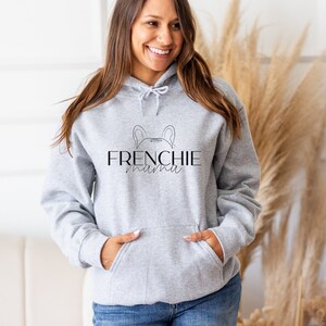 Frenchie Mama, Personalized Sweatshirt, Hoodie, Dog Lover, Frenchie Owner, Customizable French Bulldog Shirt, Frenchie mom, Name on sleeve bild 2