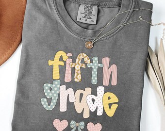 Comfort Colors® Fifth Grade Teacher Shirt, Back to School 5th Grade Tee, Teacher Appreciation Gift, Cute Elementary School, Coquette Bow