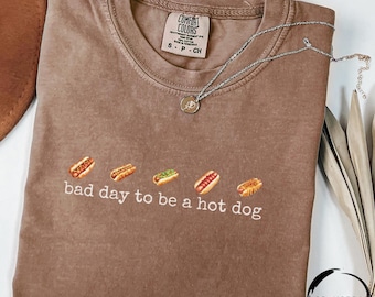 Hot Dog Shirt, Comfort Colors®, Bad Day to Be a Hotdog, Funny Retro Hotdog, Women's 4th of July Shirt, Memorial Day Shirt, Labor Day Shirt