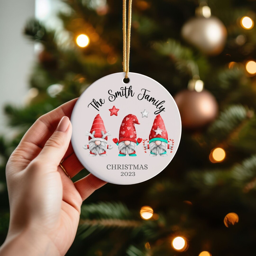 Christmas Gnome Family PERSONALIZED Ornament, Family Ornament, Custom ...