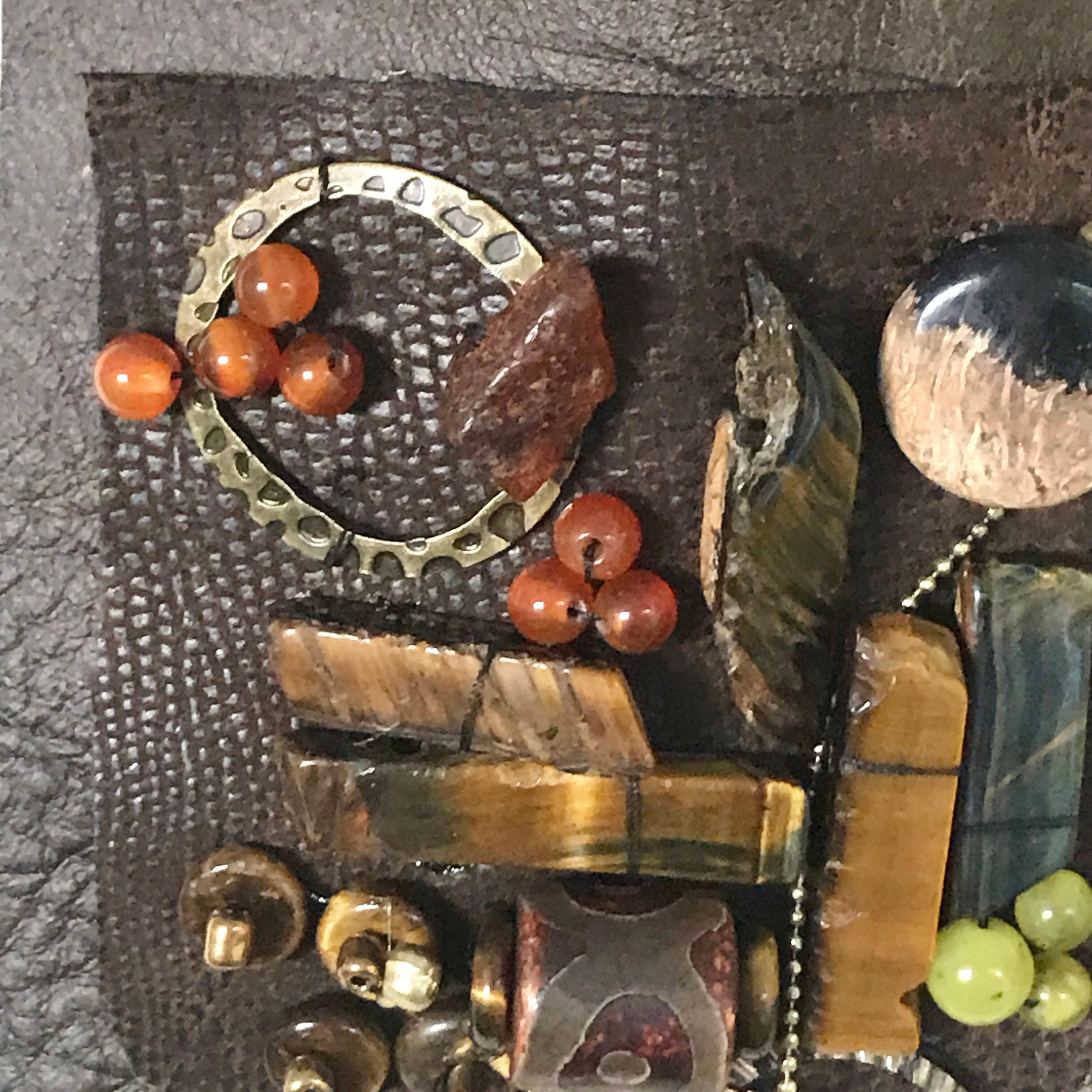 Leather necklace with gemstones Etsy