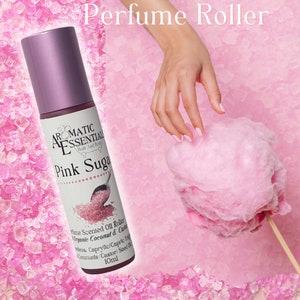 ピンクシュガー..香水の香りのオイルローラー、10mlローラー、アルコールフリー、オーガニックヒマシ油配合