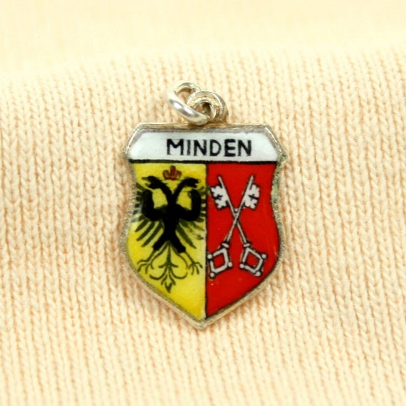 ANTIKO Bettel Armband Wappen Anhänger Charm Pendant Emaille Silber 800 Coesfeld 