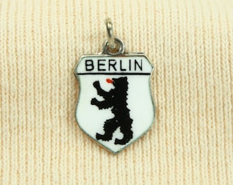 ANTIKO Bettelarmband Anhänger Charm Pendant Emaille 800er Silber Vintage 1970er Jahre - Stadtwappen von Bundeshauptstadt Berlin