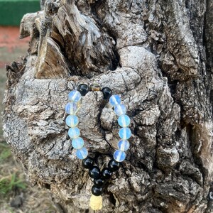 Black Onyx, Tigers Eye, Opalite Buddha Head Bracelet