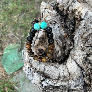 Tigers Eye, Obsidian, Turquoise