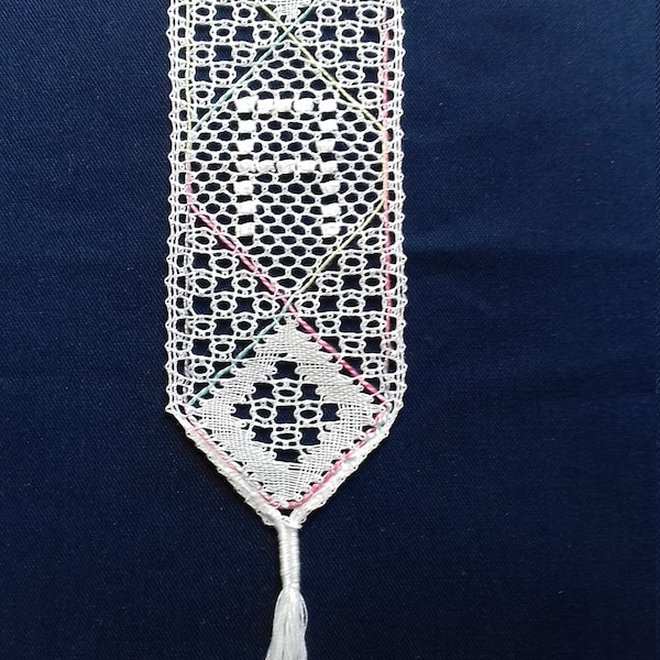 Bobbin Lace PDF  Pattern for a Bookmark with Initial - Includes Torchon ground, Roseground, Gimp & Tallies