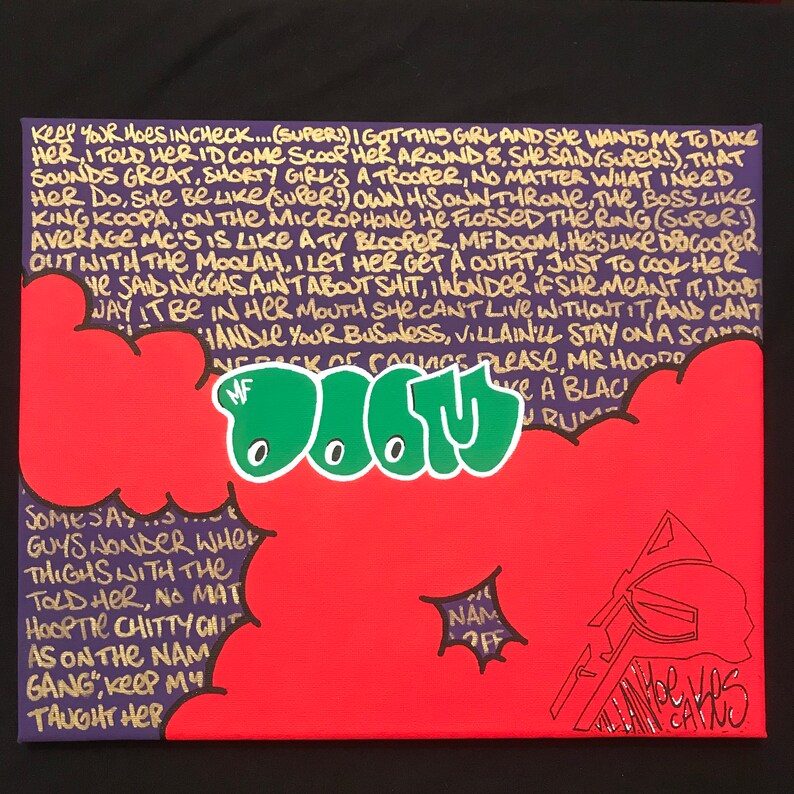 MF DOOM Hoe Cakes Lyrics canvas hand painted by Midge Etsy