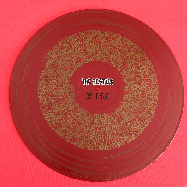 The Beatles If I Fell Lyrics Hand Painted On Vinyl By Midge Etsy The Beatles If I Fell Lyrics Hand Painted On Vinyl By Midge Etsy