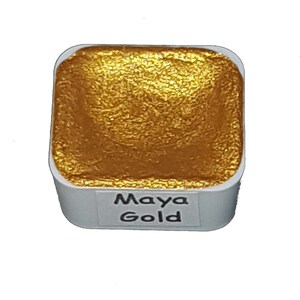 マヤ ゴールド - 手作り水彩絵の具 - メタリック グリッター 光沢のある真珠光沢