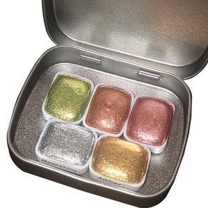 Gemstone Series Vol 1 * Quarter Pan* Chrom Aquarell Farbe - Künstler Palette Set - Handgemachte Metallic Farbe