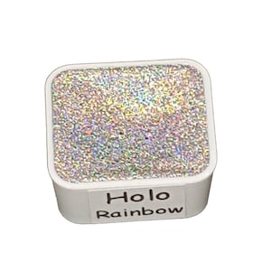 Rainbow - Handmade Holographic Watercolour Paint - Half Pan - Metallic Glitter Shiny Pearlescent Holo Chrome Shimmer