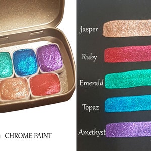 Gemstone Series Vol 2 * Quarter Pan* Chrom Aquarell Farbe - Handgemachte Metallic Farbe