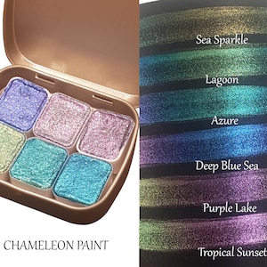 Ocean Series * Half Pan* Handmade Watercolour Glittery Paint Palette - Metallic Mica Paint Set - Artist Gift - Calligraphy Hand Lettering
