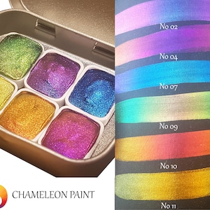 Vivid Series Vol 2 *Quarter Pan* Super shift Chameleon Aquarell Farben - Künstler Palette Set - Farbverschiebende Farbe - Handgemacht