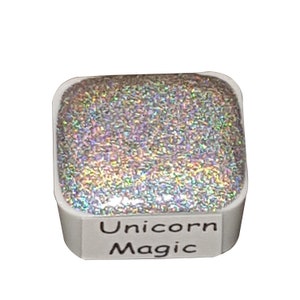 Unicorn Magic - Handmade Holographic Watercolour Paint - Half Pan - Metallic Glitter Shiny Pearlescent Holo Chrome Shimmer
