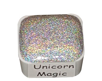 Unicorn Magic – handgemachte holografische Aquarellfarbe – halbe Pfanne – metallischer Glitzer, glänzender Perlmutt-Holo-Chrom-Schimmer