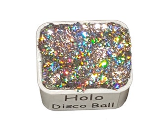 Disco Ball - Handmade Holographic Watercolour Paint - Half Pan - Metallic Glitter Shiny Pearlescent Holo Chrome Shimmer