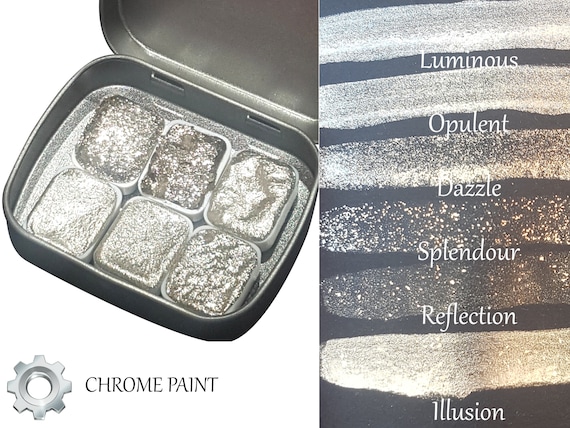 Mirror Series * Quarter Pan* Silver Chrome Watercolour Paint Set
