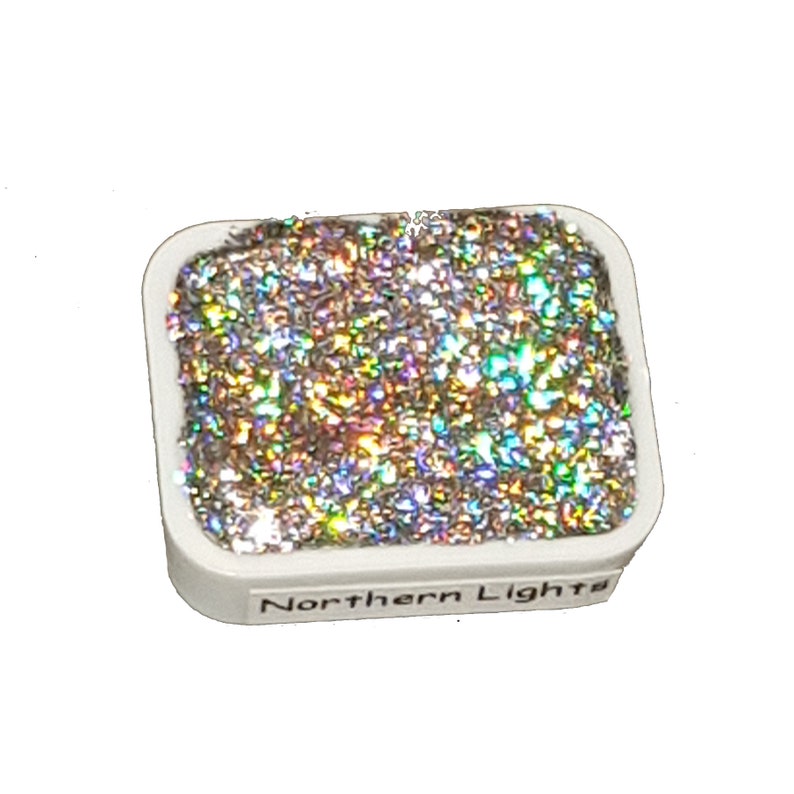 Nordlichter Handgemachte holographische Aquarellfarbe Metallic Glitter glänzender Perlglanz Holo Chrom Schimmer Quarter Pan