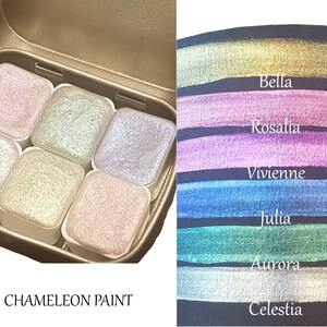 Princess Series * Half Pan * Handmade Chameleon Watercolour Glittery Paint Palette - Metallic Set - Artist Gift
