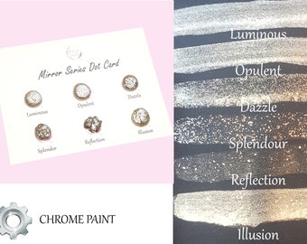 Mirror Series - Handmade Silver Chrome Watercolour Paint Dot Card - Set of 6 Colours - Sample Tester