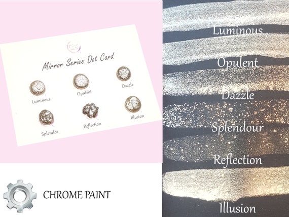Mirror Series - Handmade Silver Chrome Watercolour Paint Dot Card - Set of 6 Colours - Sample Tester
