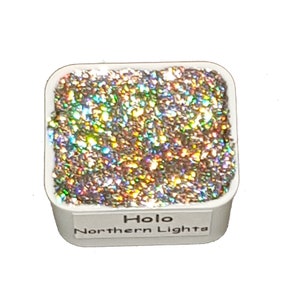 Nordlichter Handgemachte holographische Aquarellfarbe Metallic Glitter glänzender Perlglanz Holo Chrom Schimmer Half Pan