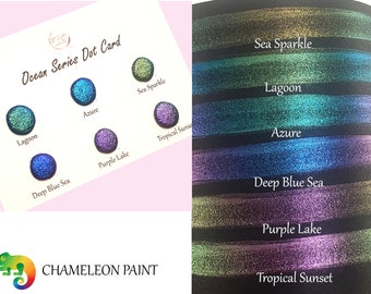 Ocean Series Handmade Chameleon Watercolour Paint Dot Card Sample Tester
