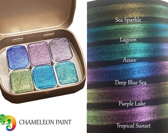 Ocean Series * Quarter Pan * Handmade Watercolour Chameleon Paint Set