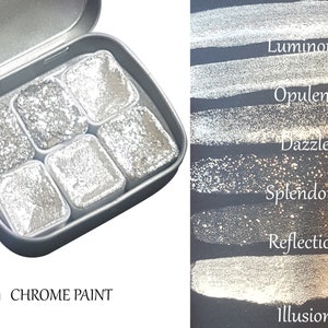 Mirror Series * Half Pan* Silver Chrom Aquarell Farbe - Künstler Palette Set - Handgemachte Metallic Farbe