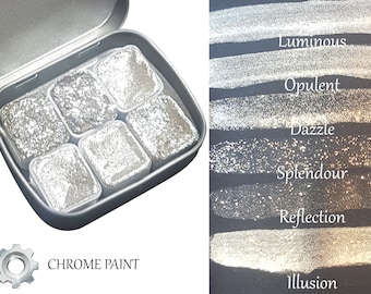 Spiegelserie * halve bak* zilverchroom aquarelverfset