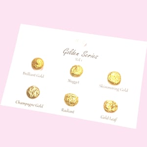 Golden Series Vol 1 - Cartão de pontos de tinta aquarela dourada cromada feita à mão - Conjunto de 6 cores - Testador de amostra