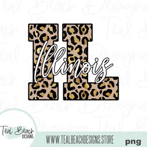 Illinois State - Leopard Print - Digitale Png File - T-shirt Sublimation Design Clip Art - INSTANT DOWNLOAD
