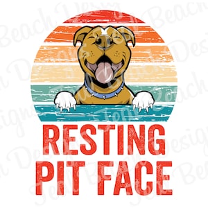 Resting Pit Face - Pitbull Dog Pet - Digital Png File - T-shirt Sublimation Design Clip Art - INSTANT DOWNLOAD