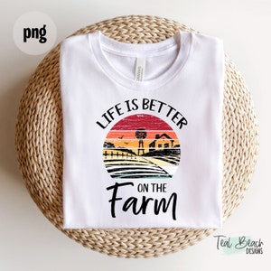 Life Is Better on the Farm - Digital Png File - Vintage Circle - T-shirt Sublimation Design Clip Art - INSTANT DOWNLOAD