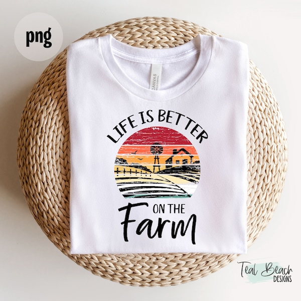 Life Is Better on the Farm - Digital Png File - Vintage Circle - T-shirt Sublimation Design Clip Art - INSTANT DOWNLOAD