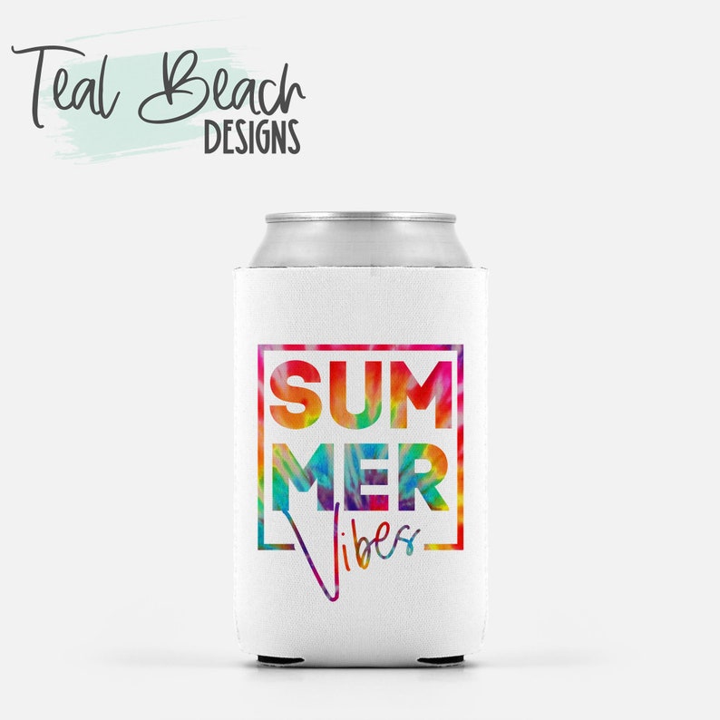 Summer Vibe Tie Dye Can Cooler Koozie Cozie