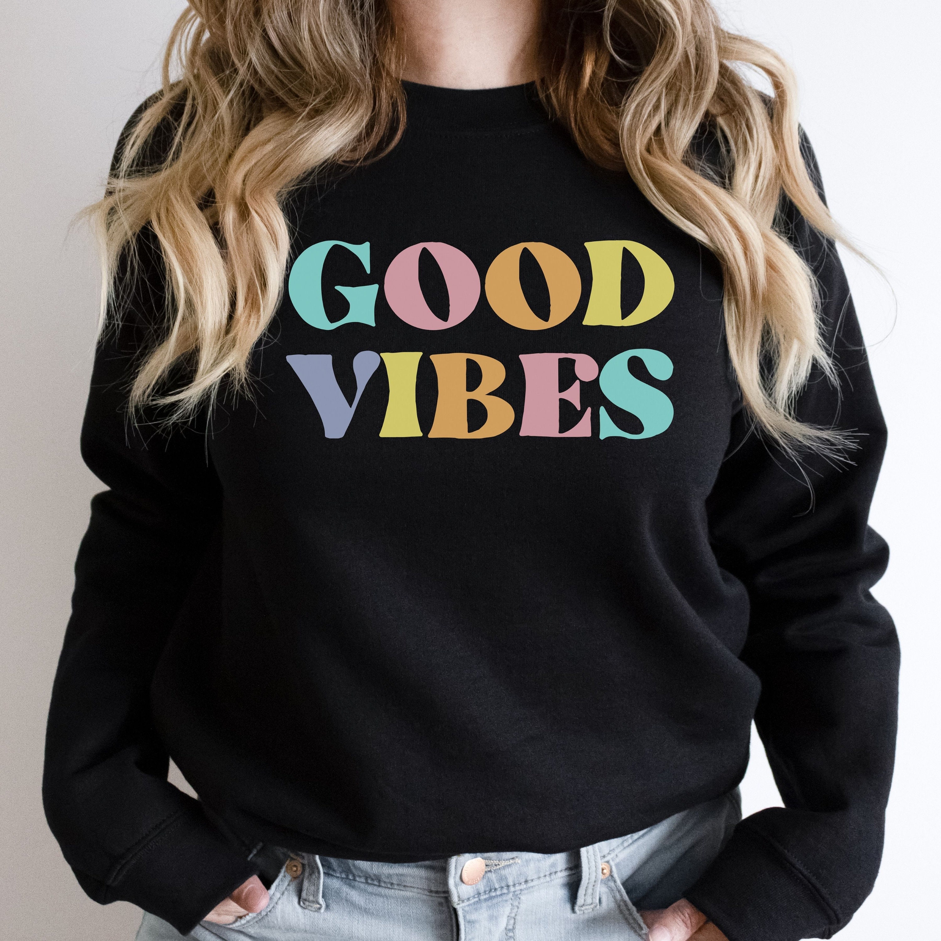 Good Vibes Colorful Vintage Digital Png File T-shirt - Etsy