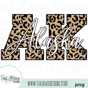 Alaska State - Leopard Print - Digital Png File - T-shirt Sublimation Design Clip Art - INSTANT DOWNLOAD