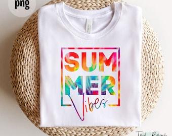 Summer Vibes Tie-Dye - Digital Png & Svg File - T-shirt Sublimation Design Clip Art - INSTANT DOWNLOAD