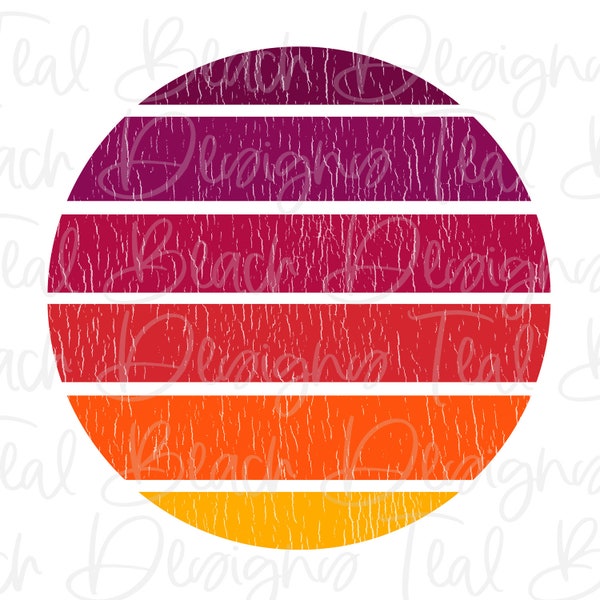 Sunset Colors Vintage Circle - Retro - Digital Png File - T-shirt Sublimation Design Clip Art - INSTANT DOWNLOAD