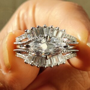 Ring enhancer, Ring enhancers and wraps, 14K Gold Marquise Engagement Ring, Moissanite ring enhancer, wedding band, Ring guard and wrap