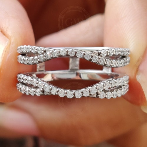 Moissanite Women's Enhancer Wedding Ring Band Wrap Guard Etsy