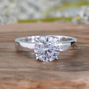 2.5Ct Round Cut Moissanite Solitaire Engagement Ring, 14K White Gold Promise Ring For Her, Classic Wedding Rings For Women