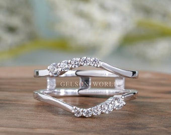 Moissanite Sterling Silber RingEnhancer, geschwungener Ehering