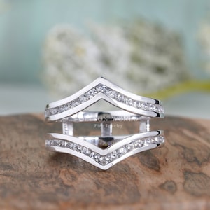 Ring Jacket For Engagement Ring, White Gold Wedding ring jackets, Round Moissanite Ring Jackets, solitaire ring jacket for Women