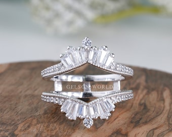 Vintage Style 14K Gold Moissanite Ring Enhancer - Women's Wedding Band Jacket