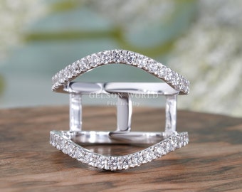 Moissanite Ring Enhancer, Sterling Silver Guard Wrap, Round Cut