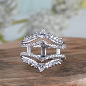 Ring Jacke, V-Förmiger Ehering Vergrößerer, Ring-Vergrößerer und Wraps, 14K Gold Moissanite Ring Verstärkung, Frauen Ring Versprechen Band Geschenk
